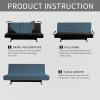 Easy-Going Stretch Futon Slipcover Armless Futon Bed Cover Furniture Protector Without Armrests with Elastic Bottom for Kids, Soft Jacquard Fabric Small Checks (Large, Dark Gray)(Bluestone)