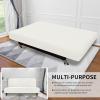 Easy-Going Stretch Futon Slipcover Armless Futon Bed Cover Furniture Protector Without Armrests with Elastic Bottom for Kids, Soft Jacquard Fabric Small Checks (Large, Dark Gray)(Cream)