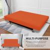 Easy-Going Stretch Futon Slipcover Armless Futon Bed Cover Furniture Protector Without Armrests with Elastic Bottom for Kids, Soft Jacquard Fabric Small Checks (Large, Dark Gray)(Orange)