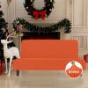 Easy-Going Stretch Futon Slipcover Armless Futon Bed Cover Furniture Protector Without Armrests with Elastic Bottom for Kids, Soft Jacquard Fabric Small Checks (Large, Dark Gray)(Orange)