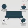 Easy-Going Stretch Futon Slipcover Armless Futon Bed Cover Furniture Protector Without Armrests with Elastic Bottom for Kids, Soft Jacquard Fabric Small Checks (Large, Dark Gray)(Deep Teal)