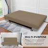 Easy-Going Stretch Futon Slipcover Armless Futon Bed Cover Furniture Protector Without Armrests with Elastic Bottom for Kids, Soft Jacquard Fabric Small Checks (Large, Dark Gray)(Tan)