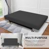 Easy-Going Stretch Futon Slipcover Armless Futon Bed Cover Furniture Protector Without Armrests with Elastic Bottom for Kids, Soft Jacquard Fabric Small Checks (Large, Dark Gray)(Dark Gray)
