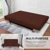 Easy-Going Stretch Futon Slipcover Armless Futon Bed Cover Furniture Protector Without Armrests with Elastic Bottom for Kids, Soft Jacquard Fabric Small Checks (Large, Dark Gray)(Coffee)
