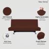 Easy-Going Stretch Futon Slipcover Armless Futon Bed Cover Furniture Protector Without Armrests with Elastic Bottom for Kids, Soft Jacquard Fabric Small Checks (Large, Dark Gray)(Coffee)