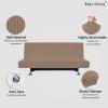 Easy-Going Stretch Futon Slipcover Armless Futon Bed Cover Furniture Protector Without Armrests with Elastic Bottom for Kids, Soft Jacquard Fabric Small Checks (Large, Dark Gray)(Camel)