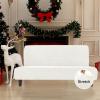 Easy-Going Stretch Futon Slipcover Armless Futon Bed Cover Furniture Protector Without Armrests with Elastic Bottom for Kids, Soft Jacquard Fabric Small Checks (Large, Dark Gray)(Cream)