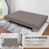 Easy-Going Stretch Futon Slipcover Armless Futon Bed Cover Furniture Protector Without Armrests with Elastic Bottom for Kids, Soft Jacquard Fabric Small Checks (Large, Dark Gray)(Taupe)