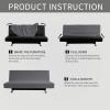 Easy-Going Stretch Futon Slipcover Armless Futon Bed Cover Furniture Protector Without Armrests with Elastic Bottom for Kids, Soft Jacquard Fabric Small Checks (Large, Dark Gray)(Grey)