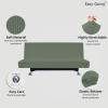 Easy-Going Stretch Futon Slipcover Armless Futon Bed Cover Furniture Protector Without Armrests with Elastic Bottom for Kids, Soft Jacquard Fabric Small Checks (Large, Dark Gray)(Greyish Green)