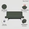 Easy-Going Stretch Futon Slipcover Armless Futon Bed Cover Furniture Protector Without Armrests with Elastic Bottom for Kids, Soft Jacquard Fabric Small Checks (Large, Dark Gray)(Olive Green)