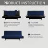Easy-Going Stretch Futon Slipcover Armless Futon Bed Cover Furniture Protector Without Armrests with Elastic Bottom for Kids, Soft Jacquard Fabric Small Checks (Large, Dark Gray)(Navy)
