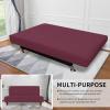 Easy-Going Stretch Futon Slipcover Armless Futon Bed Cover Furniture Protector Without Armrests with Elastic Bottom for Kids, Soft Jacquard Fabric Small Checks (Large, Dark Gray)(Ash Rose)