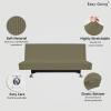 Easy-Going Stretch Futon Slipcover Armless Futon Bed Cover Furniture Protector Without Armrests with Elastic Bottom for Kids, Soft Jacquard Fabric Small Checks (Large, Dark Gray)(Khaki)