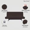 Easy-Going Stretch Futon Slipcover Armless Futon Bed Cover Furniture Protector Without Armrests with Elastic Bottom for Kids, Soft Jacquard Fabric Small Checks (Large, Dark Gray)(Chocolate)