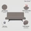 Easy-Going Stretch Futon Slipcover Armless Futon Bed Cover Furniture Protector Without Armrests with Elastic Bottom for Kids, Soft Jacquard Fabric Small Checks (Large, Dark Gray)(Taupe)