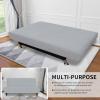 Easy-Going Stretch Futon Slipcover Armless Futon Bed Cover Furniture Protector Without Armrests with Elastic Bottom for Kids, Soft Jacquard Fabric Small Checks (Large, Dark Gray)(Silver Gray)
