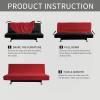 Easy-Going Stretch Futon Slipcover Armless Futon Bed Cover Furniture Protector Without Armrests with Elastic Bottom for Kids, Soft Jacquard Fabric Small Checks (Large, Dark Gray)(Christmas Red)