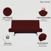 Easy-Going Stretch Futon Slipcover Armless Futon Bed Cover Furniture Protector Without Armrests with Elastic Bottom for Kids, Soft Jacquard Fabric Small Checks (Large, Dark Gray)(Wine)
