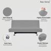 Easy-Going Stretch Futon Slipcover Armless Futon Bed Cover Furniture Protector Without Armrests with Elastic Bottom for Kids, Soft Jacquard Fabric Small Checks (Large, Dark Gray)(Light Gray)
