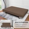 Easy-Going Stretch Futon Slipcover Armless Futon Bed Cover Furniture Protector Without Armrests with Elastic Bottom for Kids, Soft Jacquard Fabric Small Checks (Large, Dark Gray)(Brown)
