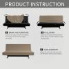 Easy-Going Stretch Futon Slipcover Armless Futon Bed Cover Furniture Protector Without Armrests with Elastic Bottom for Kids, Soft Jacquard Fabric Small Checks (Large, Dark Gray)(Natural)