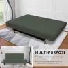 Easy-Going Stretch Futon Slipcover Armless Futon Bed Cover Furniture Protector Without Armrests with Elastic Bottom for Kids, Soft Jacquard Fabric Small Checks (Large, Dark Gray)(Olive Green)