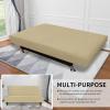 Easy-Going Stretch Futon Slipcover Armless Futon Bed Cover Furniture Protector Without Armrests with Elastic Bottom for Kids, Soft Jacquard Fabric Small Checks (Large, Dark Gray)(Beige)