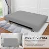 Easy-Going Stretch Futon Slipcover Armless Futon Bed Cover Furniture Protector Without Armrests with Elastic Bottom for Kids, Soft Jacquard Fabric Small Checks (Large, Dark Gray)(Light Gray)