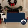 Easy-Going Stretch Futon Slipcover Armless Futon Bed Cover Furniture Protector Without Armrests with Elastic Bottom for Kids, Soft Jacquard Fabric Small Checks (Large, Dark Gray)(Navy)
