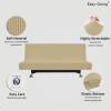 Easy-Going Stretch Futon Slipcover Armless Futon Bed Cover Furniture Protector Without Armrests with Elastic Bottom for Kids, Soft Jacquard Fabric Small Checks (Large, Dark Gray)(Beige)