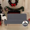 Easy-Going Stretch Futon Slipcover Armless Futon Bed Cover Furniture Protector Without Armrests with Elastic Bottom for Kids, Soft Jacquard Fabric Small Checks (Large, Dark Gray)(Grey)