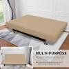 Easy-Going Stretch Futon Slipcover Armless Futon Bed Cover Furniture Protector Without Armrests with Elastic Bottom for Kids, Soft Jacquard Fabric Small Checks (Large, Dark Gray)(Sand)
