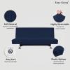 Easy-Going Stretch Futon Slipcover Armless Futon Bed Cover Furniture Protector Without Armrests with Elastic Bottom for Kids, Soft Jacquard Fabric Small Checks (Large, Dark Gray)(Navy)