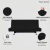 Easy-Going Stretch Futon Slipcover Armless Futon Bed Cover Furniture Protector Without Armrests with Elastic Bottom for Kids, Soft Jacquard Fabric Small Checks (Large, Dark Gray)(Black)