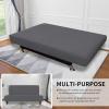 Easy-Going Stretch Futon Slipcover Armless Futon Bed Cover Furniture Protector Without Armrests with Elastic Bottom for Kids, Soft Jacquard Fabric Small Checks (Large, Dark Gray)(Grey)
