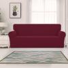 Easy-Going Stretch Jacquard Couch Cover, 1-Piece Soft Sofa Cover, Sofa Slipcover with Anti-Slip Foams, Washable Furniture Protector for Kids, Pets (Sofa, Dark Gray)(Burgundy)