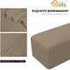 Easy-Going Stretch Ottoman Cover Length 20-30in Folding Storage Stool Furniture Protector Soft Rectangle slipcover with Elastic Bottom(Ottoman Small,Dark Grey)(Natural)