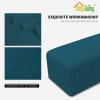 Easy-Going Stretch Ottoman Cover Length 20-30in Folding Storage Stool Furniture Protector Soft Rectangle slipcover with Elastic Bottom(Ottoman Small,Dark Grey)(Peacock Blue)