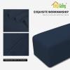 Easy-Going Stretch Ottoman Cover Length 20-30in Folding Storage Stool Furniture Protector Soft Rectangle slipcover with Elastic Bottom(Ottoman Small,Dark Grey)(Dark Blue)