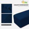 Easy-Going Stretch Ottoman Cover Length 20-30in Folding Storage Stool Furniture Protector Soft Rectangle slipcover with Elastic Bottom(Ottoman Small,Dark Grey)(Navy)