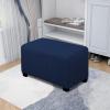 Easy-Going Stretch Ottoman Cover Length 20-30in Folding Storage Stool Furniture Protector Soft Rectangle slipcover with Elastic Bottom(Ottoman Small,Dark Grey)(Navy)
