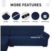 Easy-Going Stretch Sofa Slipcover 2 Pieces L-Shaped Sofa Cover Sectional Couch Cover for Living Room Jacquard Fabric Chaise Lounge Slipcover with Elastic Bottom for Dogs Kids Pets(Large,Chocolate)(Navy)