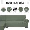 Easy-Going Stretch Sofa Slipcover 2 Pieces L-Shaped Sofa Cover Sectional Couch Cover for Living Room Jacquard Fabric Chaise Lounge Slipcover with Elastic Bottom for Dogs Kids Pets(Large,Chocolate)(Greyish Green)