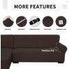 Easy-Going Stretch Sofa Slipcover 2 Pieces L-Shaped Sofa Cover Sectional Couch Cover for Living Room Jacquard Fabric Chaise Lounge Slipcover with Elastic Bottom for Dogs Kids Pets(Large,Chocolate)(Chocolate)