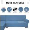 Easy-Going Stretch Sofa Slipcover 2 Pieces L-Shaped Sofa Cover Sectional Couch Cover for Living Room Jacquard Fabric Chaise Lounge Slipcover with Elastic Bottom for Dogs Kids Pets(Large,Chocolate)(Light Blue)