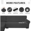 Easy-Going Stretch Sofa Slipcover 2 Pieces L-Shaped Sofa Cover Sectional Couch Cover for Living Room Jacquard Fabric Chaise Lounge Slipcover with Elastic Bottom for Dogs Kids Pets(Large,Chocolate)(Dark Gray)