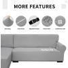 Easy-Going Stretch Sofa Slipcover 2 Pieces L-Shaped Sofa Cover Sectional Couch Cover for Living Room Jacquard Fabric Chaise Lounge Slipcover with Elastic Bottom for Dogs Kids Pets(Large,Chocolate)(Light Gray)