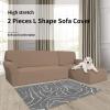 Easy-Going Stretch Sofa Slipcover 2 Pieces L-Shaped Sofa Cover Sectional Couch Cover for Living Room Jacquard Fabric Chaise Lounge Slipcover with Elastic Bottom for Dogs Kids Pets(Large,Chocolate)(Camel)