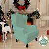 Easy-Going Stretch Wingback Chair Sofa Slipcover 1-Piece Sofa Cover Furniture Protector Couch Soft with Elastic Bottom Spandex Jacquard Fabric Small Checks(Wing Chair,Camel)(Cyan)